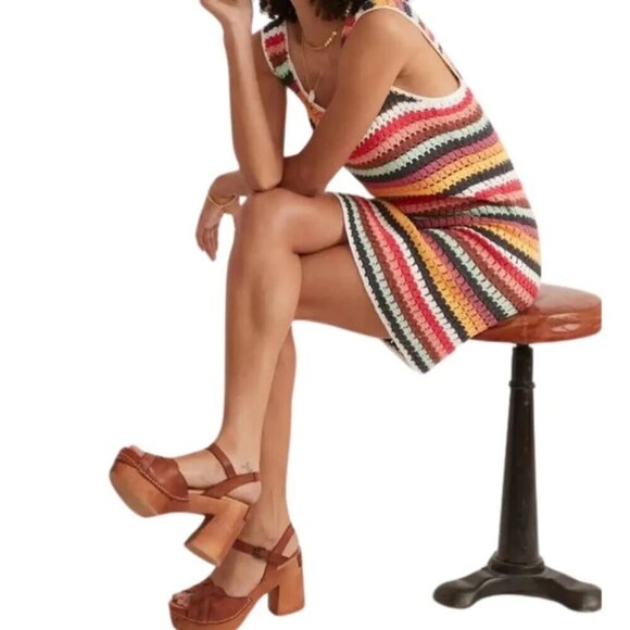 NWT Marine Layer Archive Fiona Crochet Dress Multi Stripe Size XS - Picture 3 of 9